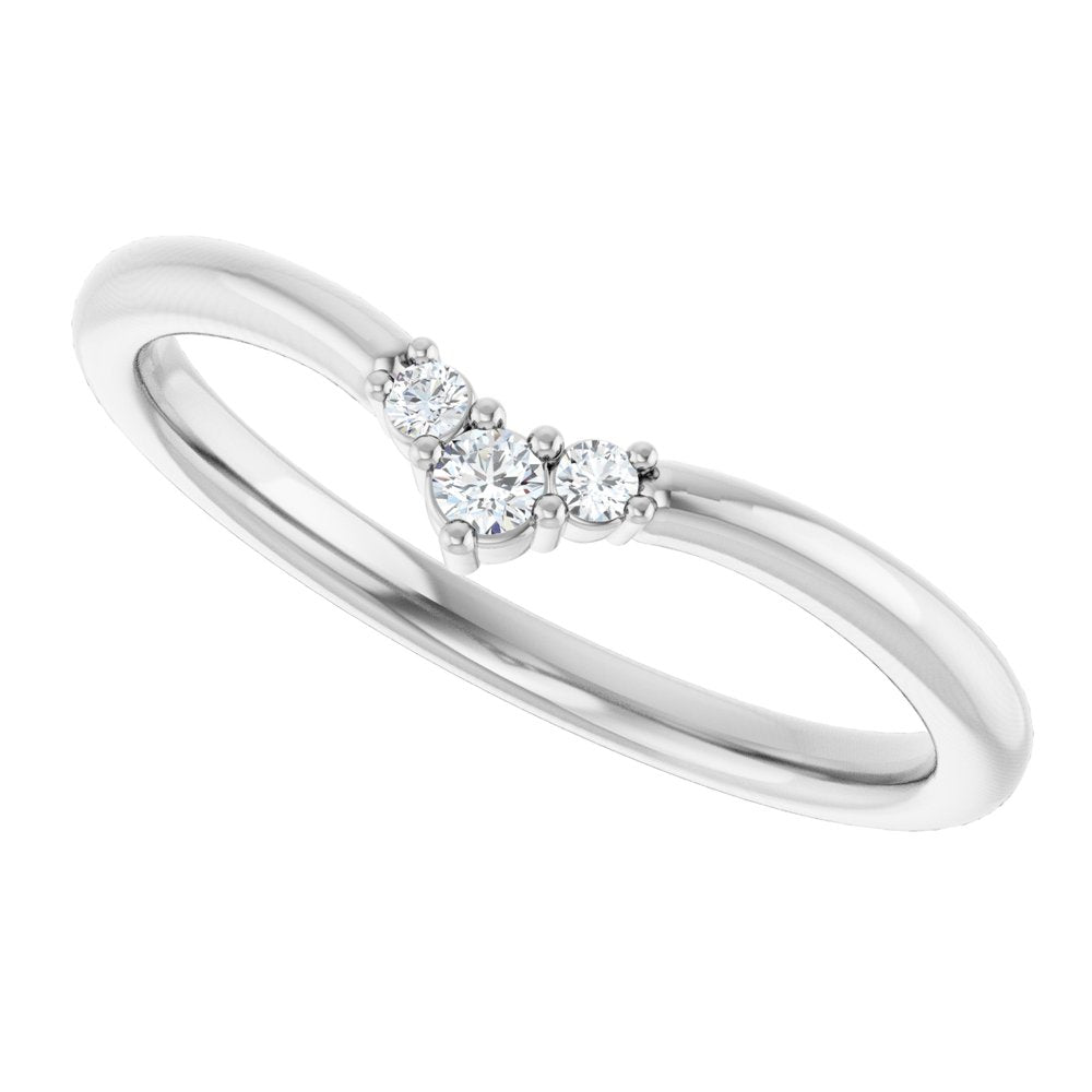 14K White Gold .06 CTW Natural Diamond Contour Band