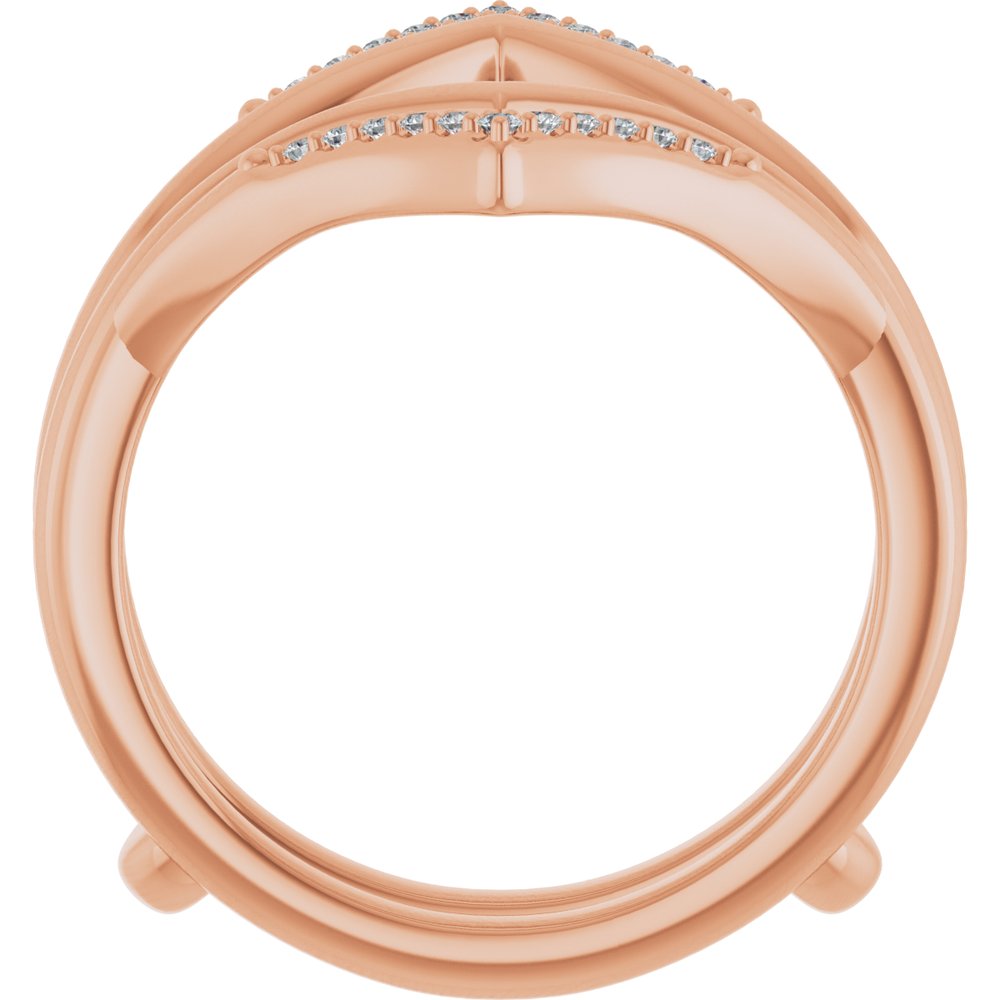 14K Rose Gold 1/8 CTW Natural Diamond Double Row Ring Guard