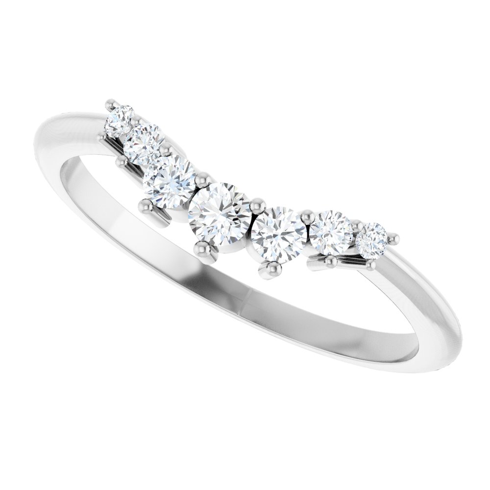 14K White Gold 1/8 CTW Lab-Grown Diamond Contour Band