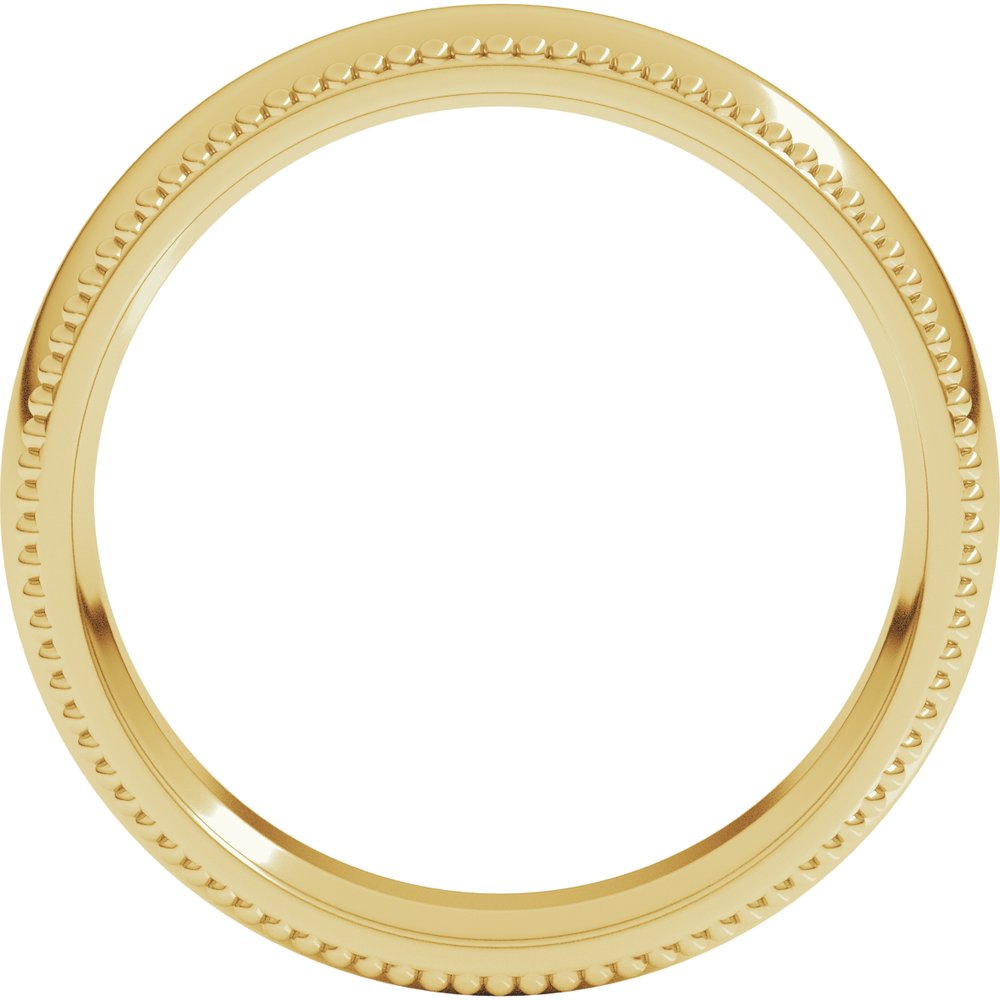 14K Yellow 5 mm Beaded Comfort-Fit Half Round Band Size 8.5
