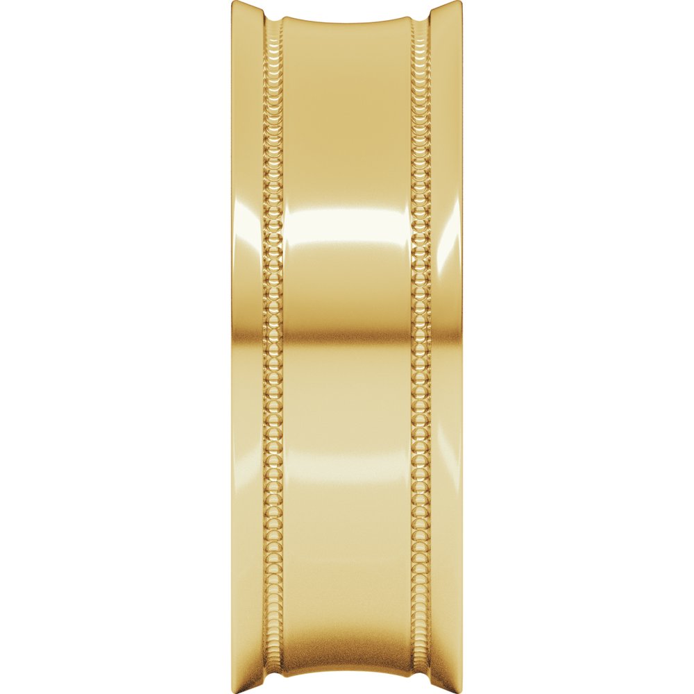 14K Yellow 7 mm Milgrain Stepped-Edge Concave Band