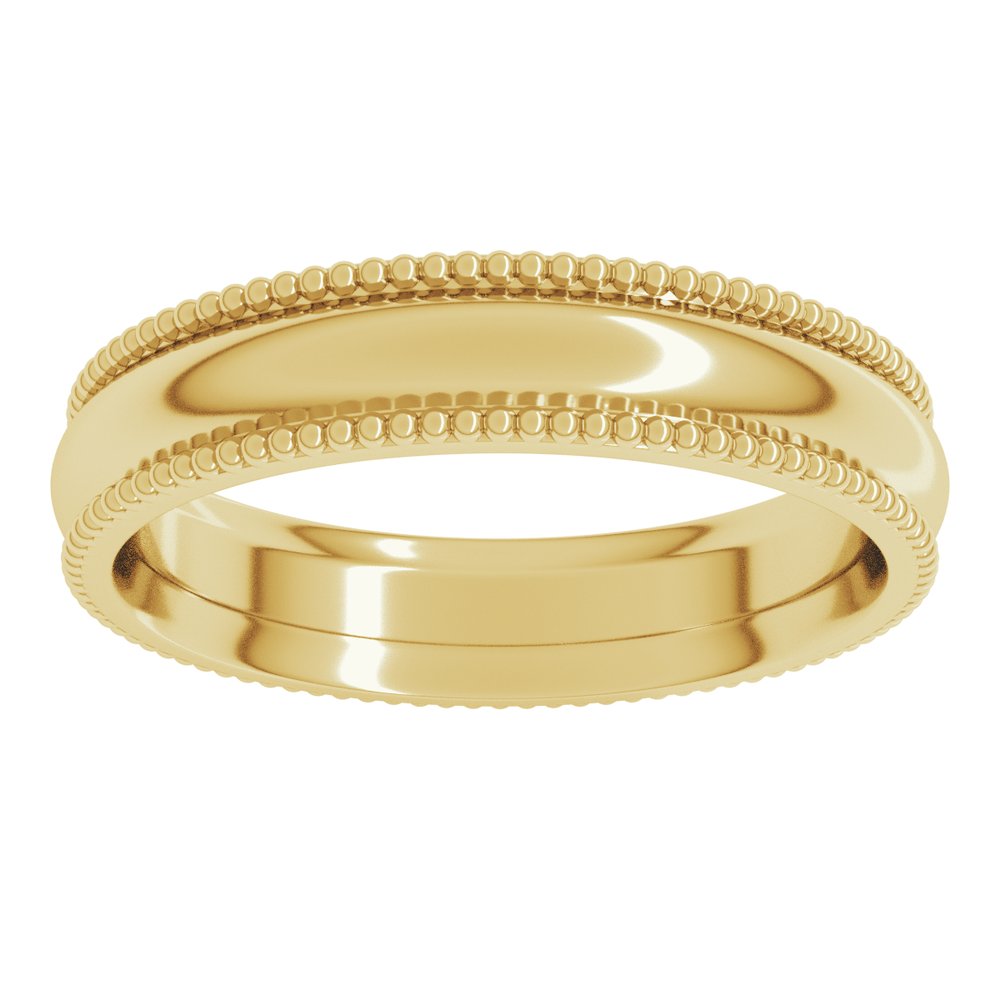 14K Yellow Gold 4 mm Beaded Comfort-Fit Half Round Band Size 5.5