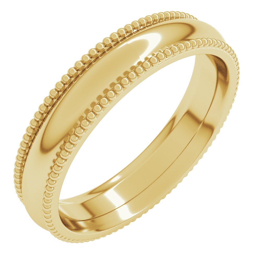 14K Yellow Gold 4 mm Beaded Comfort-Fit Half Round Band Size 5.5