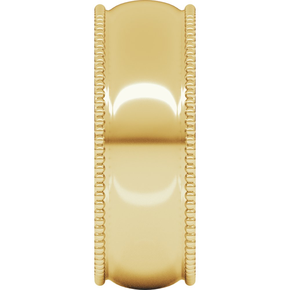 14K Yellow Gold 7 mm Beaded Comfort-Fit Half Round Band Size 5