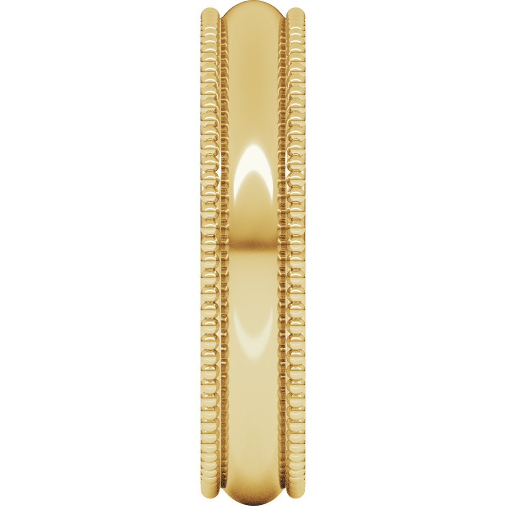 14K Yellow Gold 4 mm Beaded Comfort-Fit Half Round Band Size 5.5