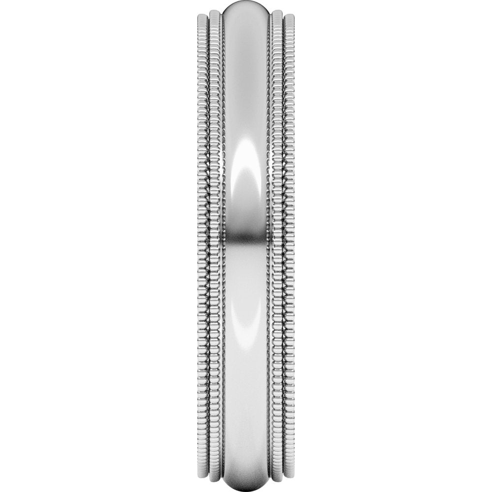 14K White 4 mm Double Milgrain Comfort-Fit Half Round Band