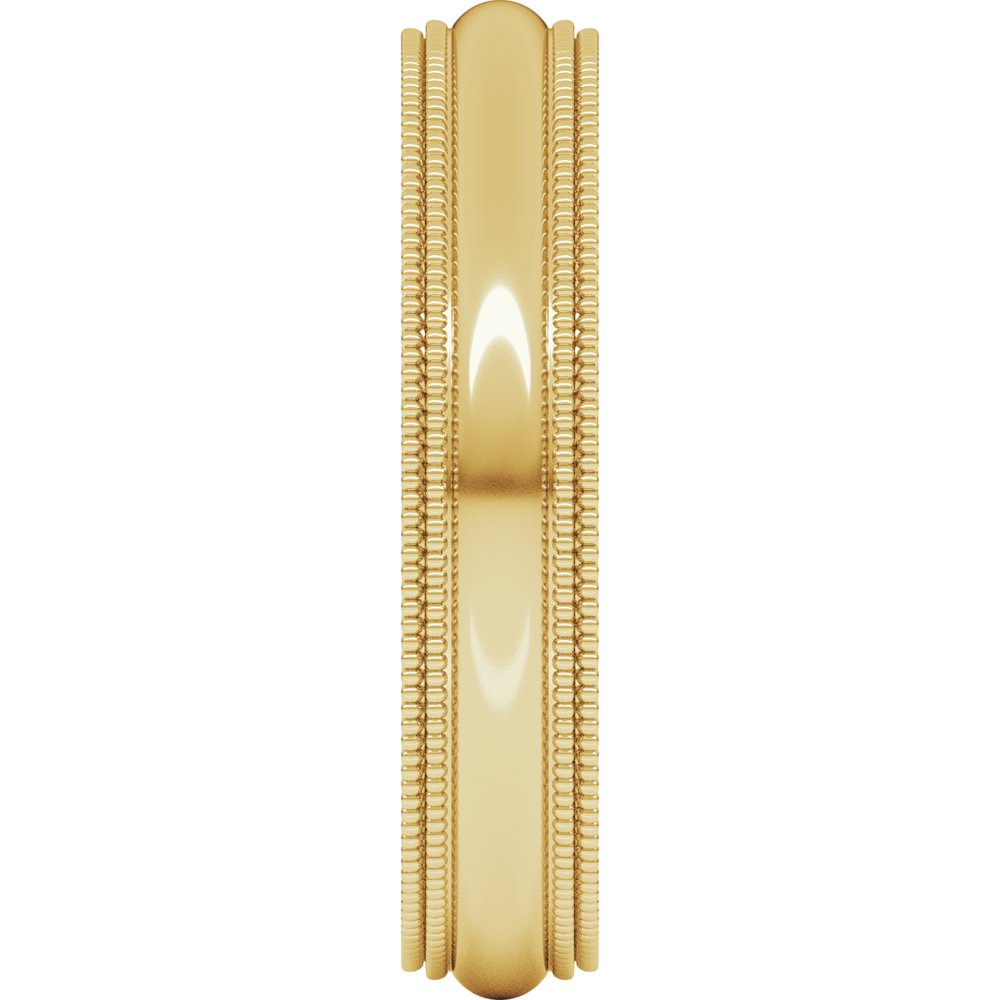 10K Yellow Gold 4 mm Double Milgrain Comfort-Fit Half Round Band Size 6.5