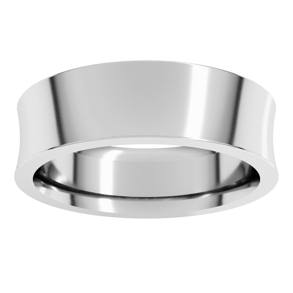 14K White Gold 6 mm Comfort-Fit Concave Band Size 8