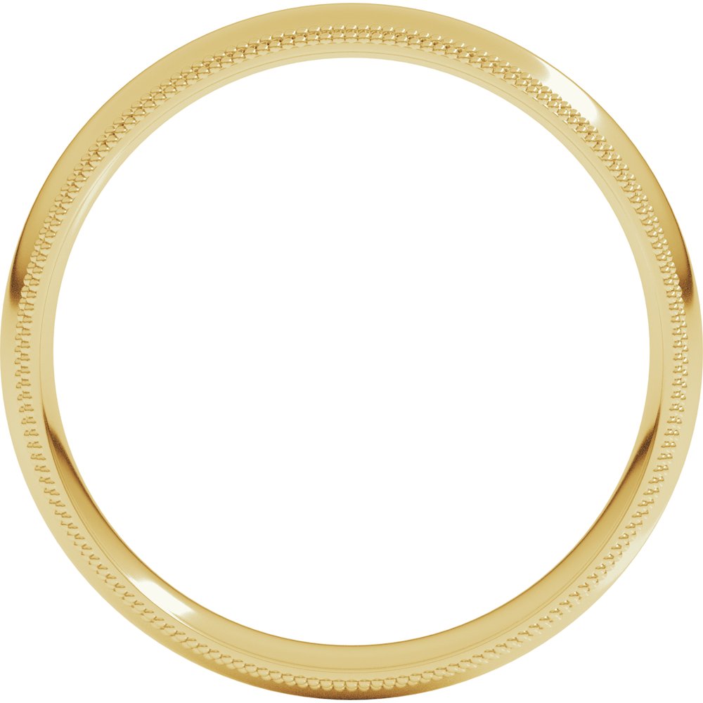 10K Yellow Gold 4 mm Double Milgrain Comfort-Fit Half Round Band Size 6.5