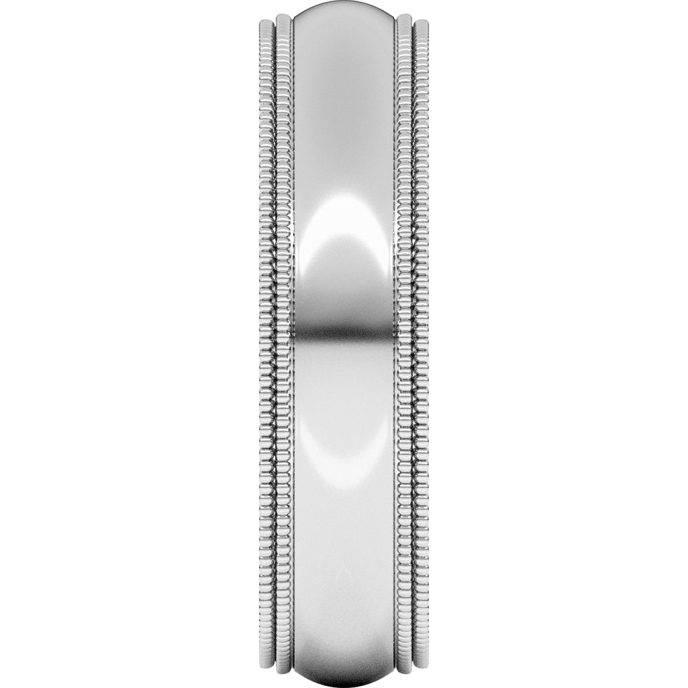 14K White Gold 5 mm Double Milgrain Comfort-Fit Half Round Band Size 11
