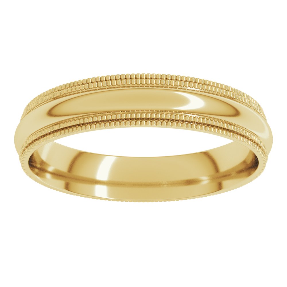 10K Yellow Gold 4 mm Double Milgrain Comfort-Fit Half Round Band Size 6.5