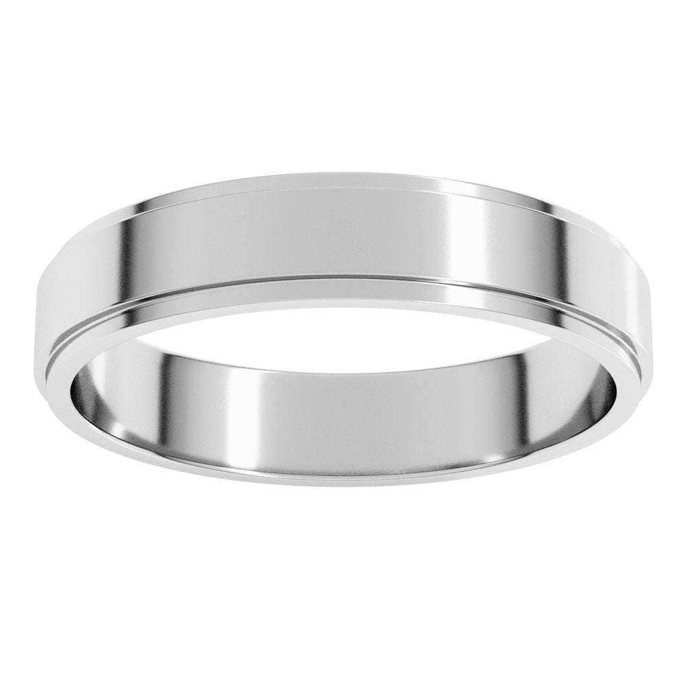 Sterling Silver 4 mm Stepped-Edge Flat Band Size 10