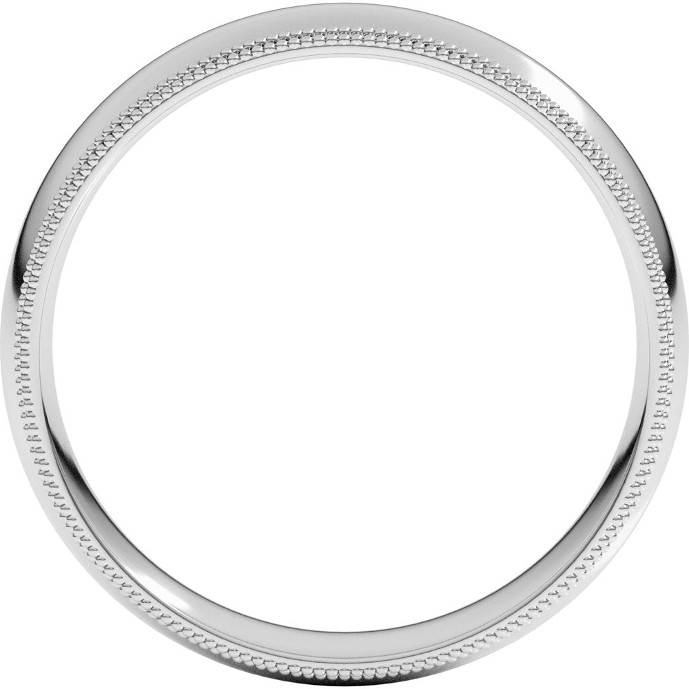 14K White Gold 5 mm Double Milgrain Comfort-Fit Half Round Band Size 11