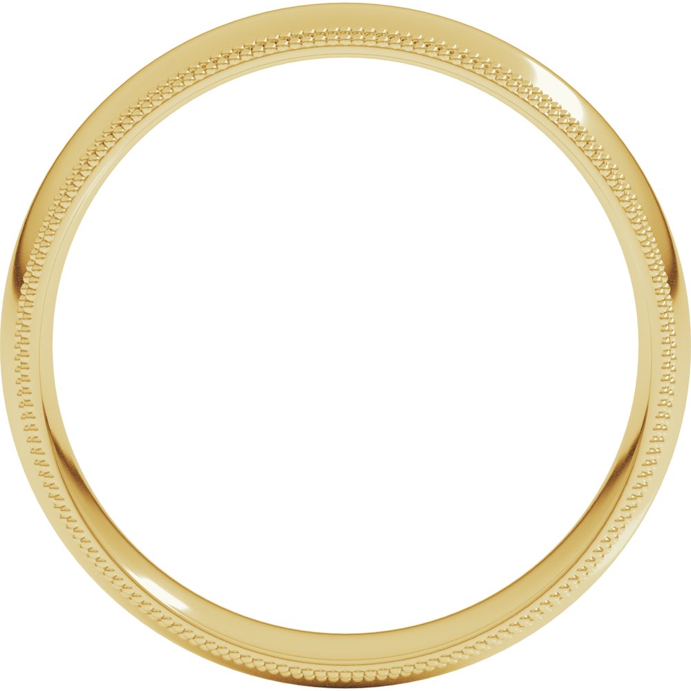 14K Yellow Gold 5 mm Double Milgrain Comfort-Fit Half Round Band Size 9