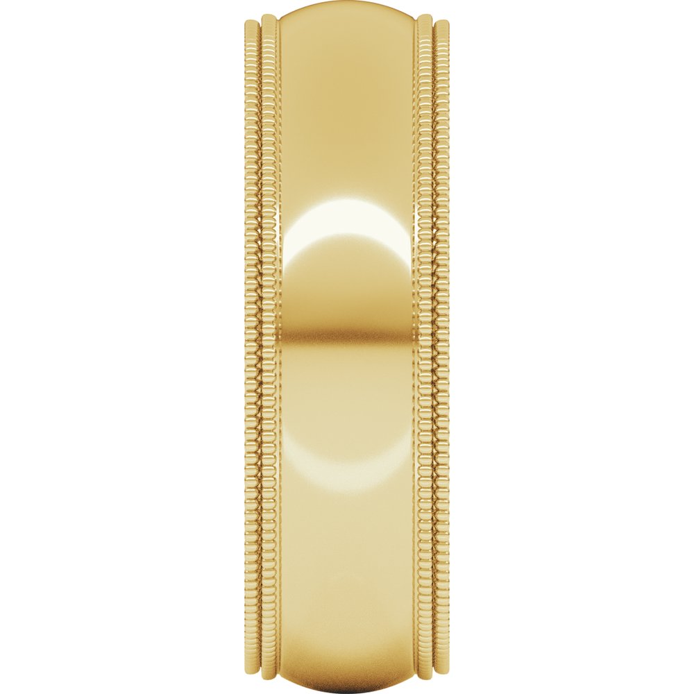 10K Yellow Gold 6 mm Double Milgrain Comfort-Fit Half Round Band Size 10