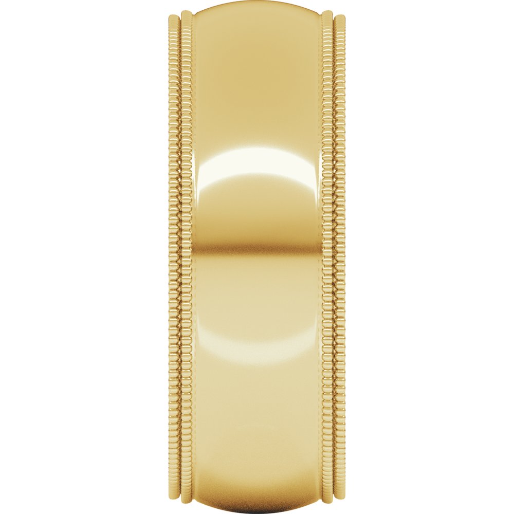14K Yellow Gold 7 mm Double Milgrain Comfort-Fit Half Round Band Size 9.5