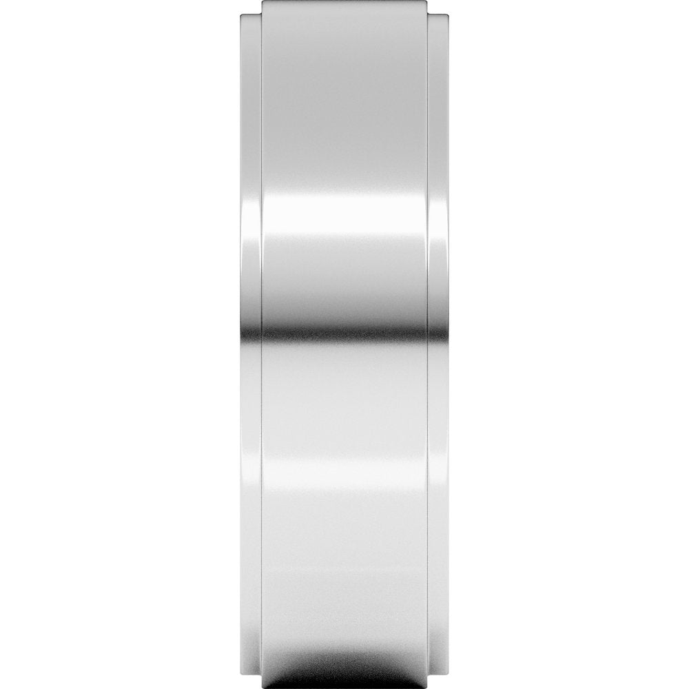 10K White Gold 6 mm Stepped-Edge Flat Band Size 8