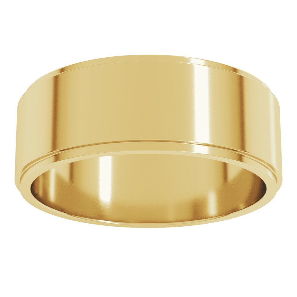 14K Yellow Gold 7 mm Stepped-Edge Flat Band Size 7.5