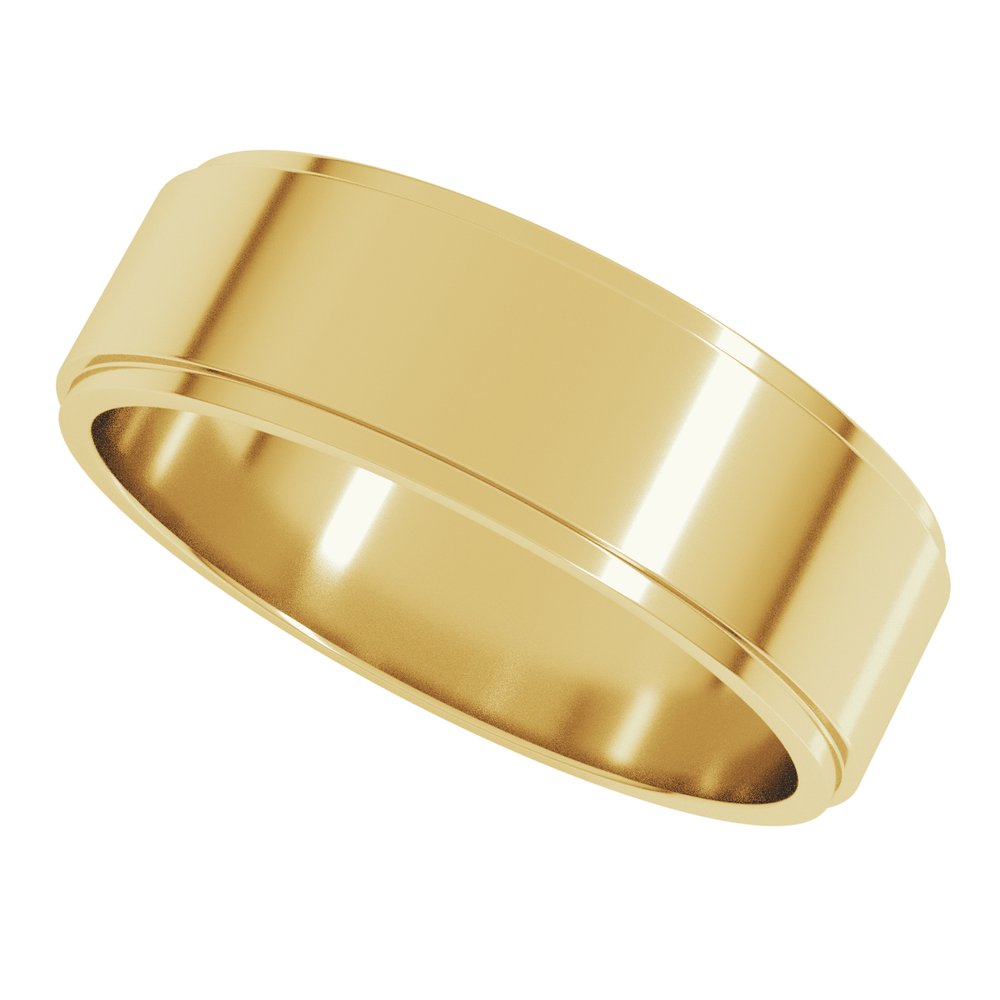 14K Yellow 6 mm Stepped-Edge Flat Band