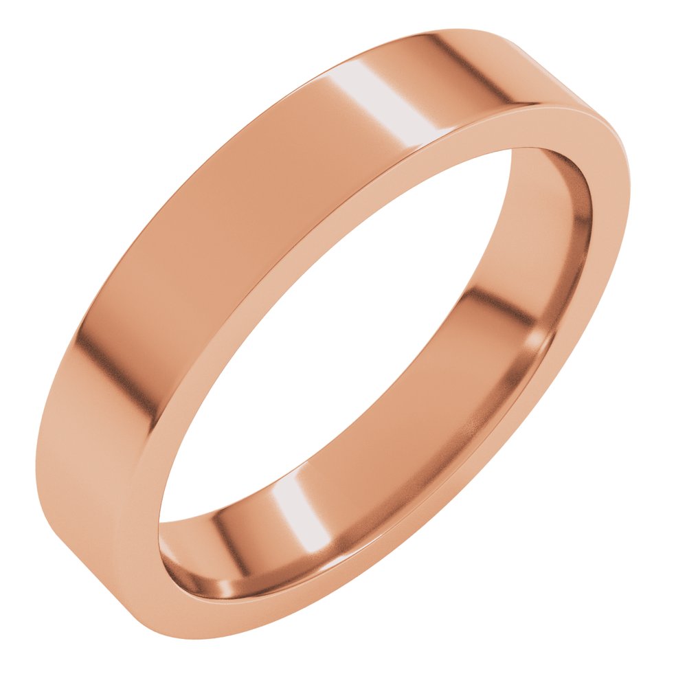 18K Rose 4 mm Flat Comfort Fit Band Size 8