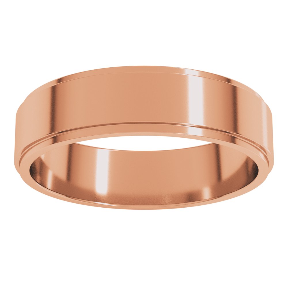 14K Rose Gold 5 mm Stepped-Edge Flat Band Size 6.5