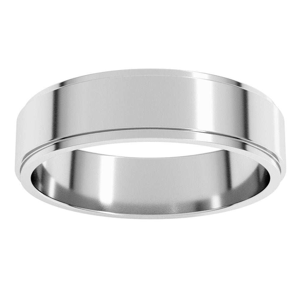 Sterling Silver 5 mm Stepped-Edge Flat Band