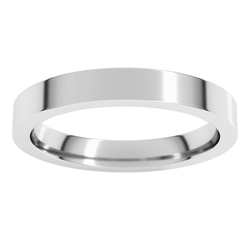 14K White 3 mm Flat Comfort Fit Band