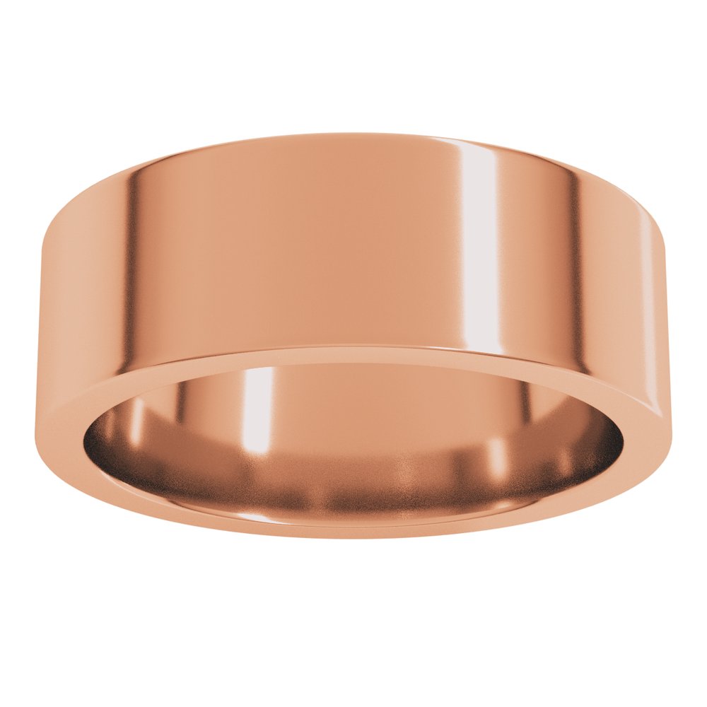 14K Rose Gold 7 mm Comfort-Fit Flat Band Size 8