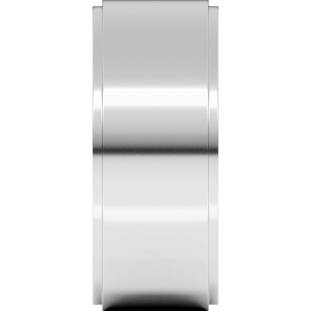 14K White 8 mm Flat Edge Band Size 9