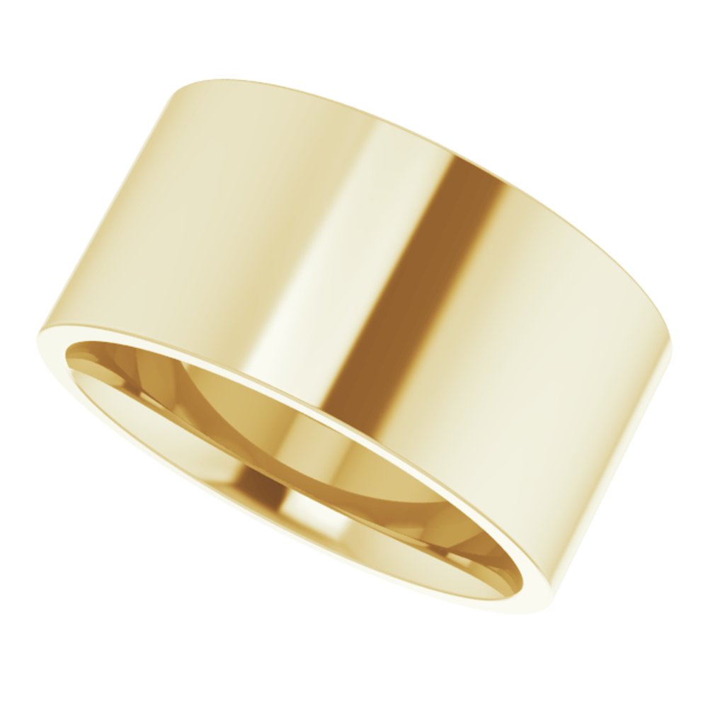 14K Yellow Gold 10 mm Lightweight Comfort-Fit Flat Band Size 8