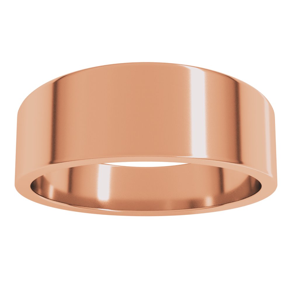 14K Rose 7 mm Tapered Flat Band Size 8
