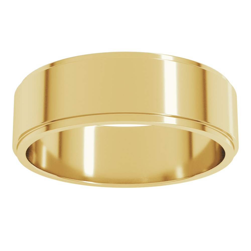 10K Yellow Gold 6 mm Stepped-Edge Flat Band Size 8