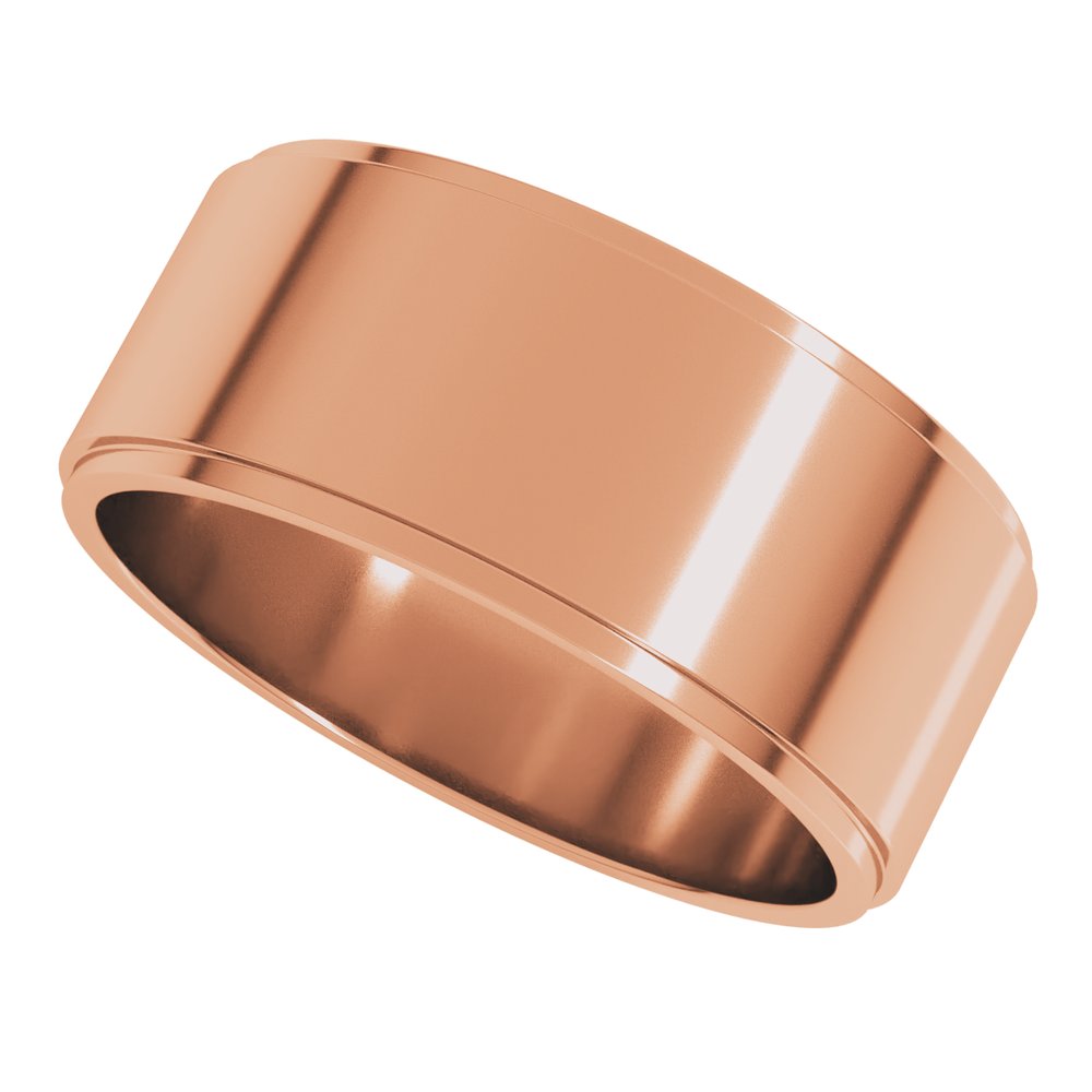 14K Rose 8 mm Stepped-Edge Flat Band Size 7.5