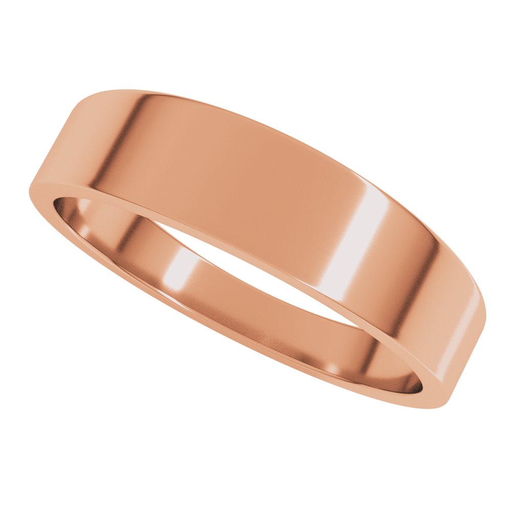 14K Rose Gold 5 mm Tapered Flat Band Size 6