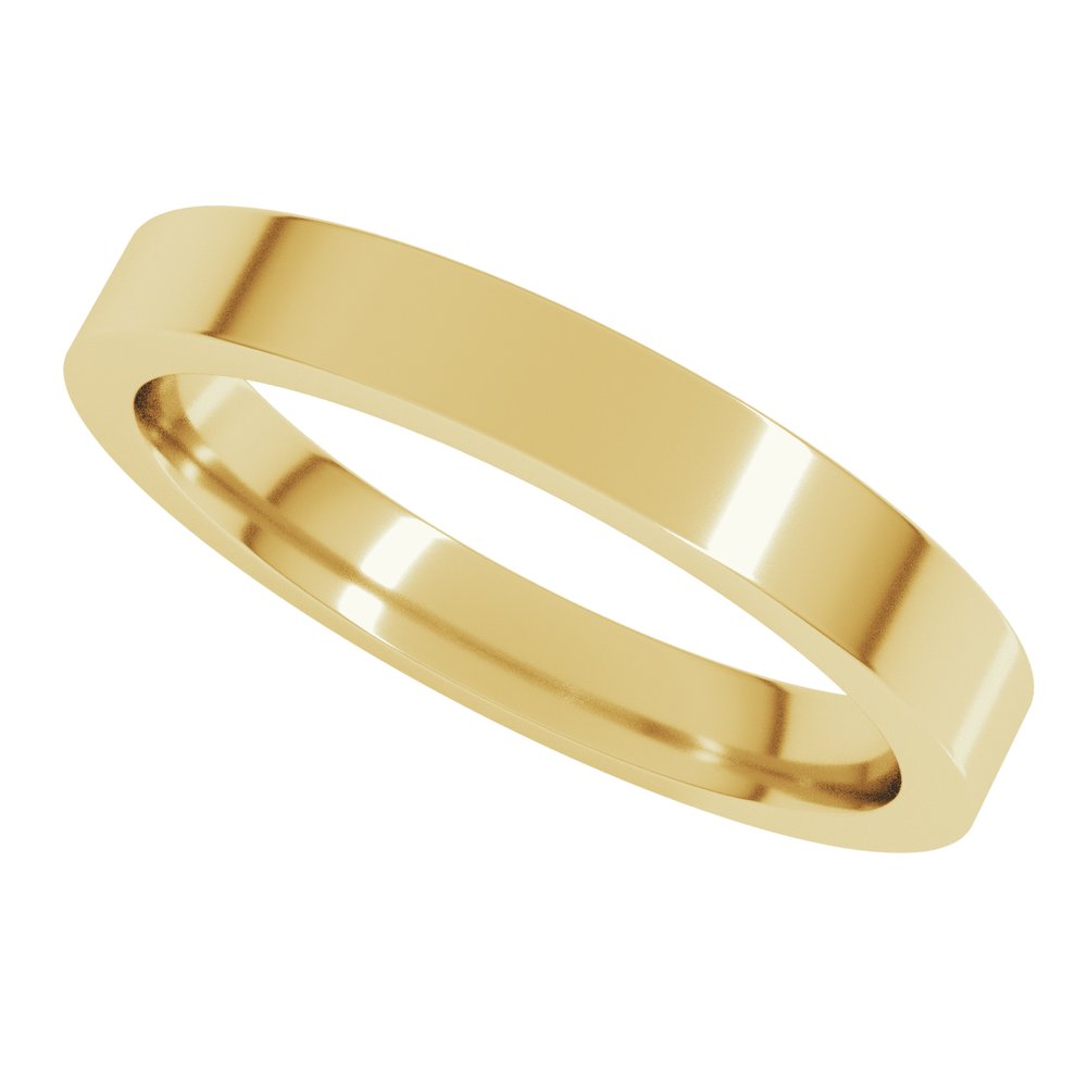14K Yellow 3 mm Comfort-Fit Flat Band