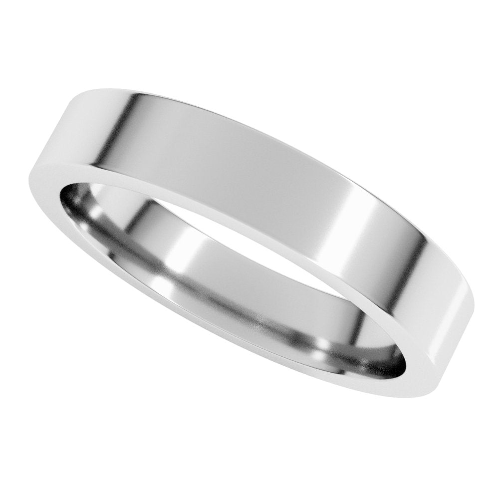 10K White Gold 4 mm Comfort-Fit Flat Band Size 5
