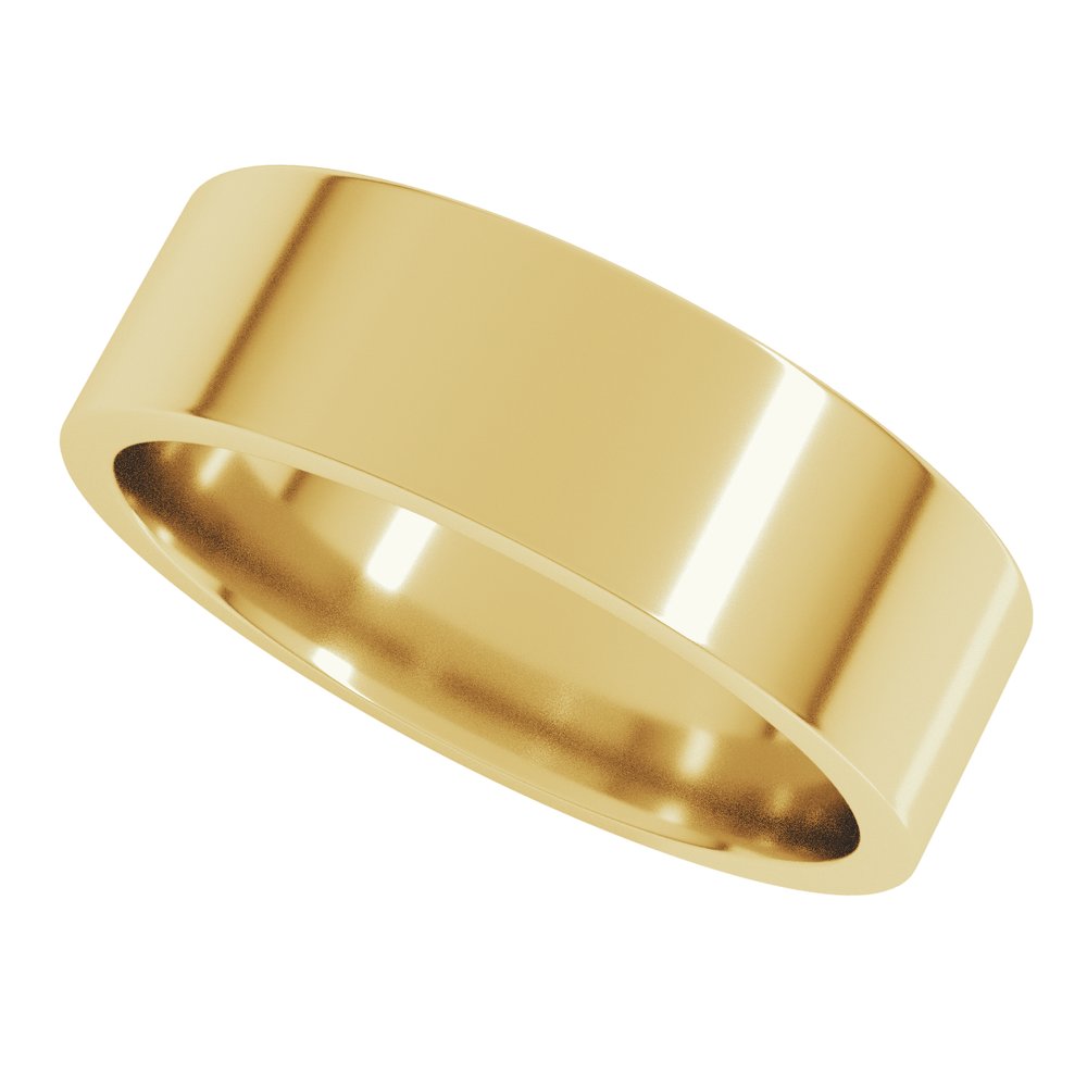 14K Yellow 6 mm Flat Comfort Fit Light Band