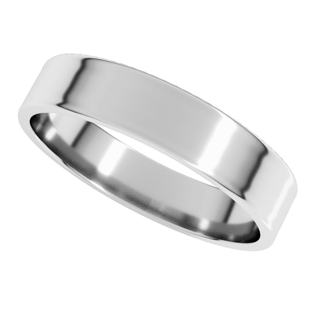 14K White Gold 4 mm Ultra-Lightweight Flat Band Size 6