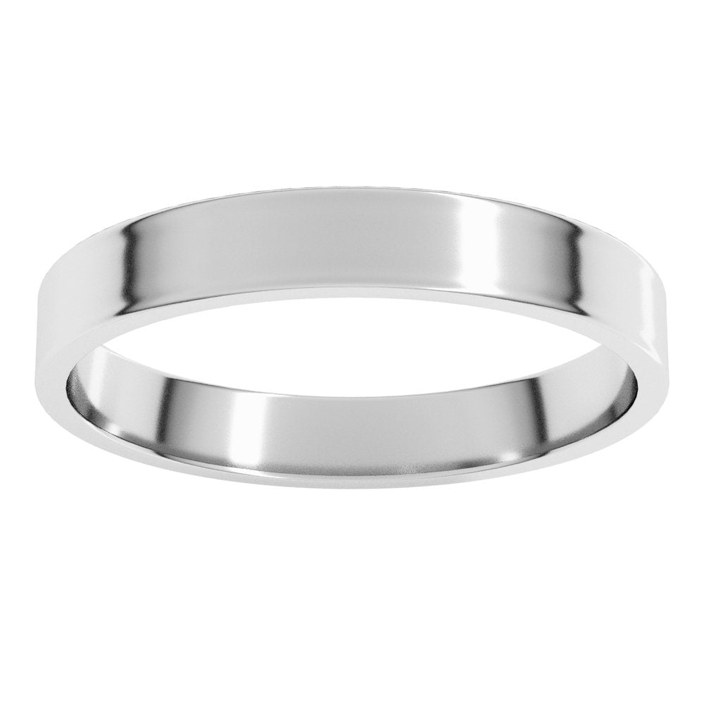 14K White 3 mm Flat Ultra-Light Band Size 9