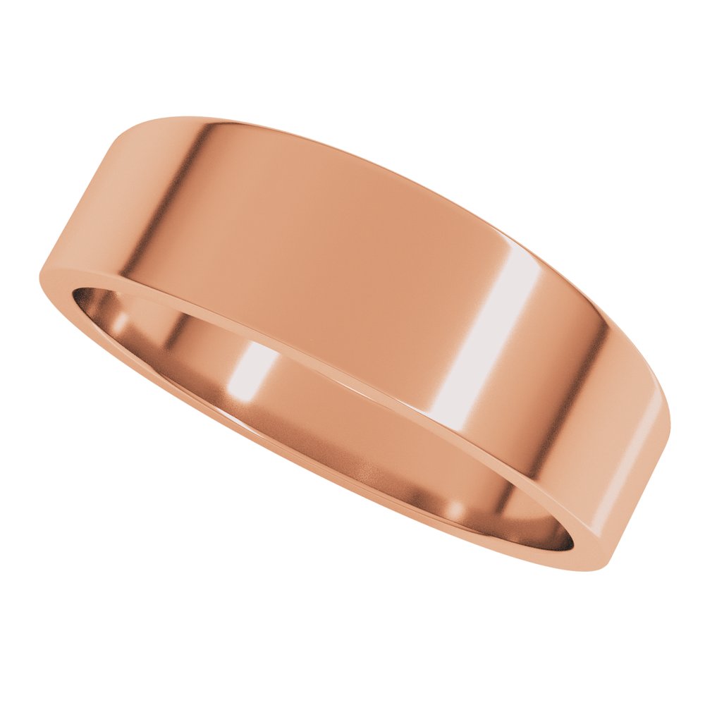 14K Rose 6 mm Tapered Flat Band