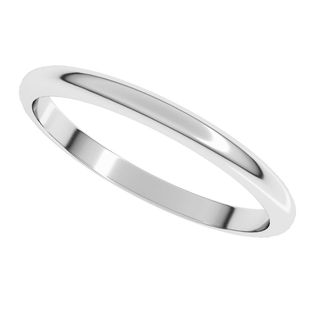 Platinum 2 mm Half Round Band Size 3.5