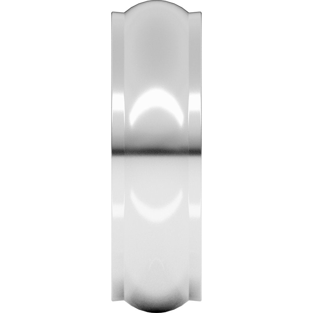 14K White Gold 6 mm Stepped-Edge Half Round Band Size 6.5