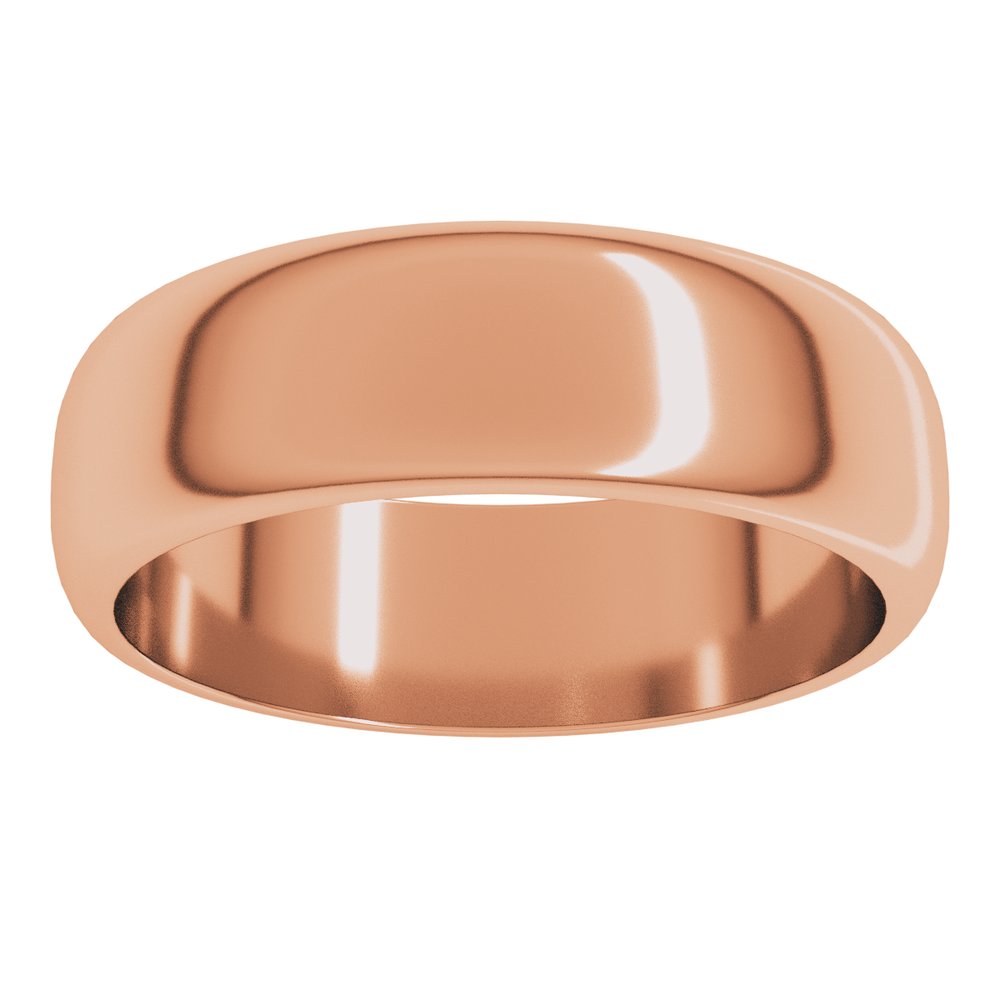 14K Rose Gold 6 mm Half Round Band Size 9.5