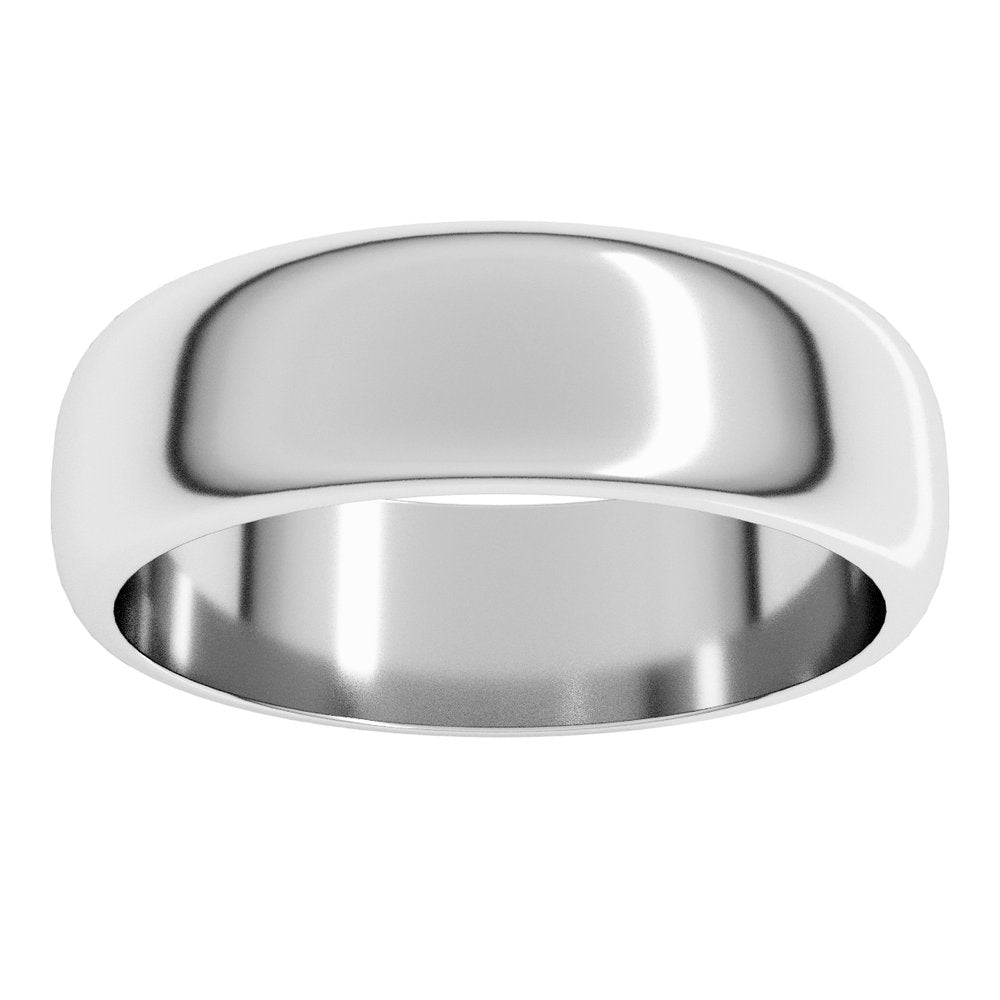 14K White Gold 6 mm Half Round Band Size 6