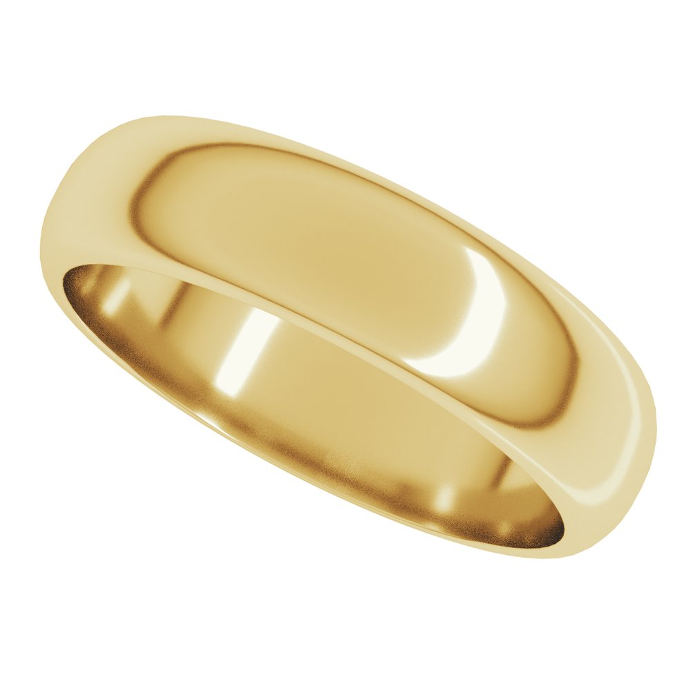 14K Yellow Gold 5 mm Half Round Band Size 5.5