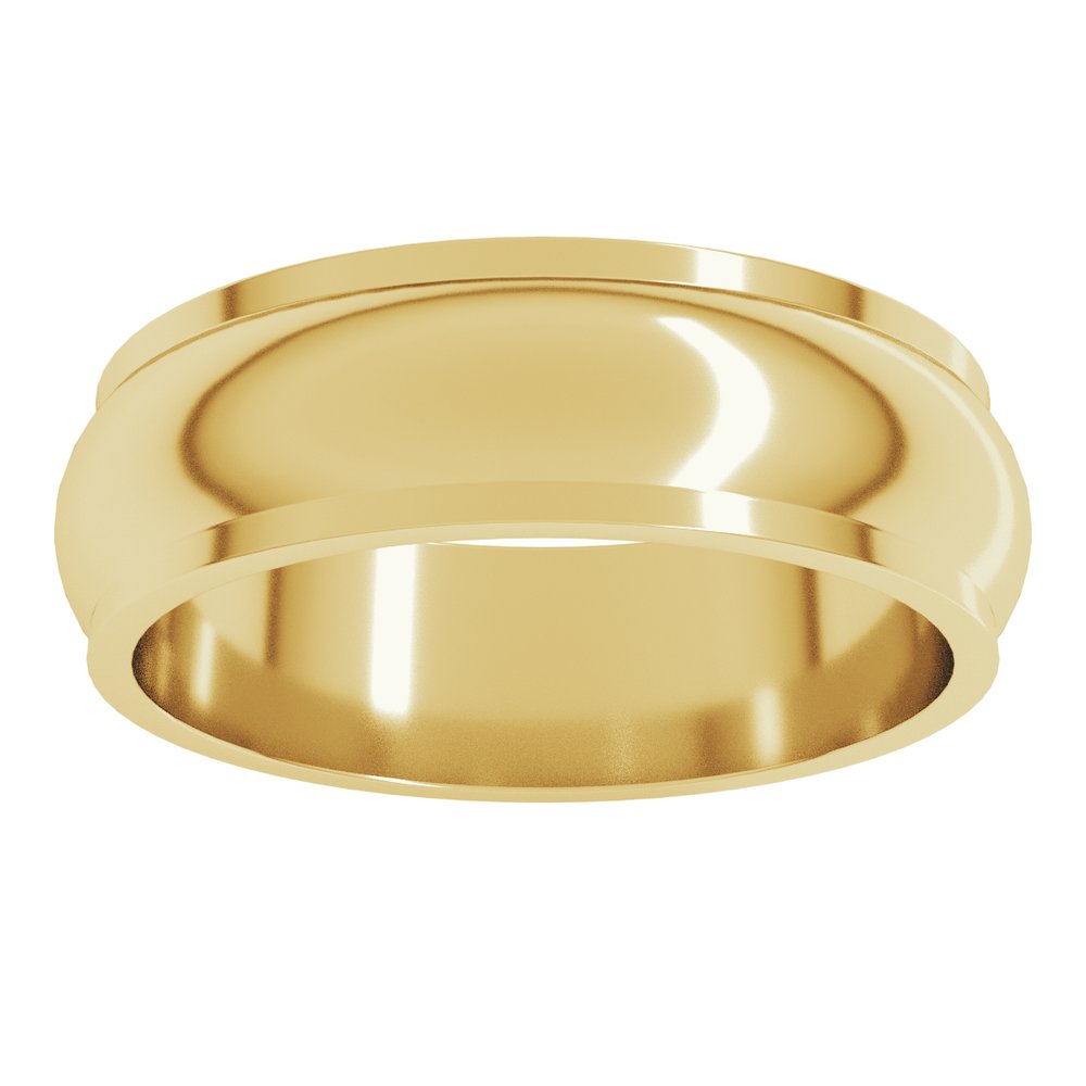 14K Yellow Gold 6 mm Stepped-Edge Half Round Band Size 7