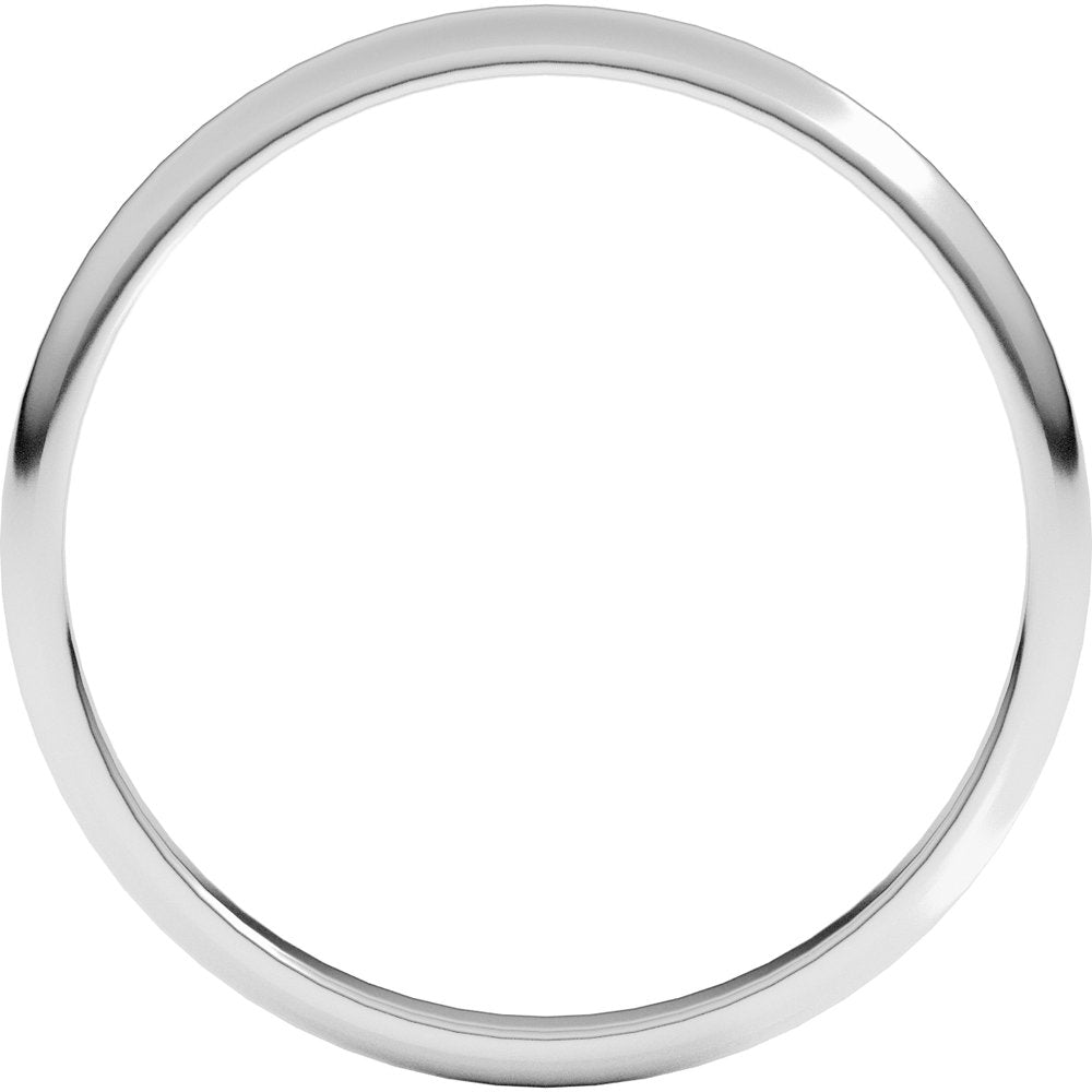10K White Gold 2 mm Lightweight Half Round Band Size 3.5