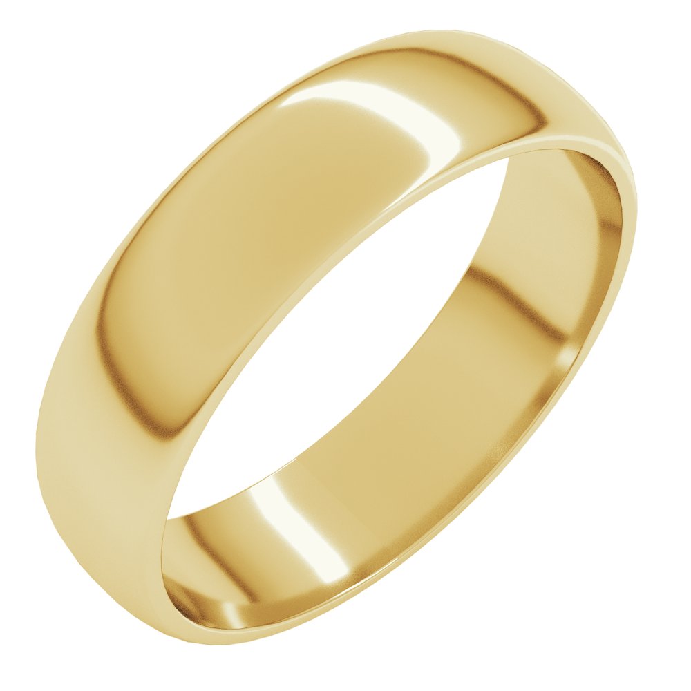 14K Yellow 5 mm Lightweight Half Round Band Size 4.5