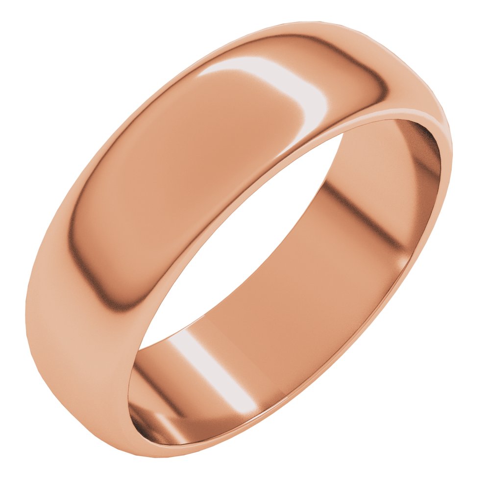 14K Rose Gold 6 mm Half Round Band Size 8