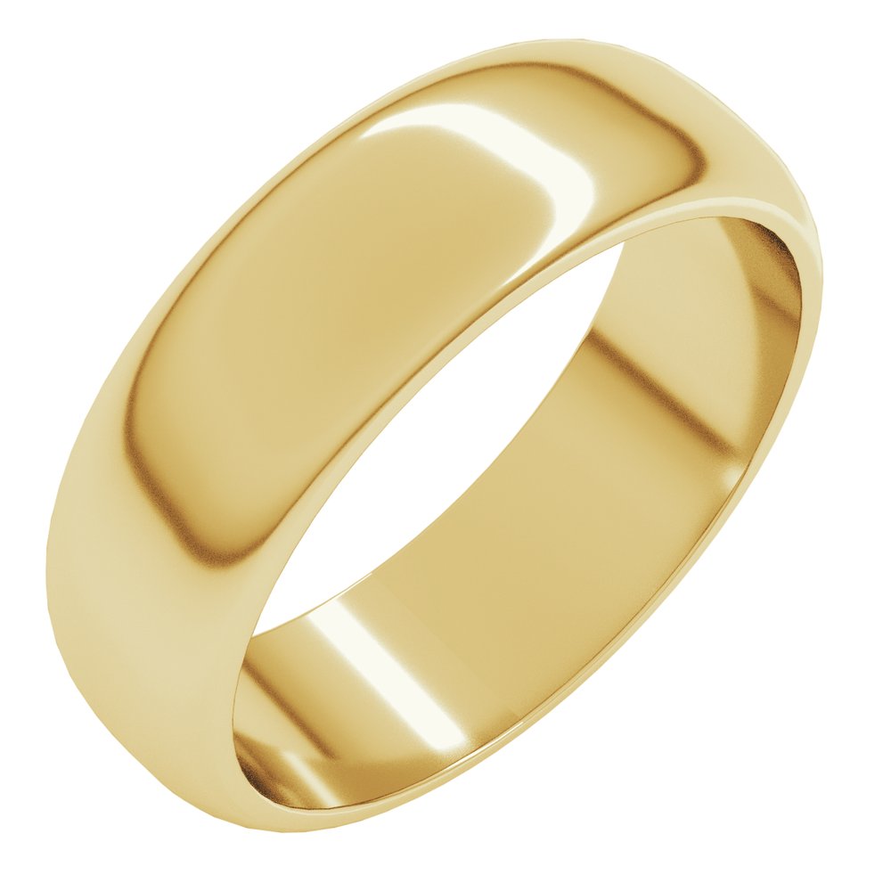 14K Yellow Gold 6 mm Half Round Band Size 5.5